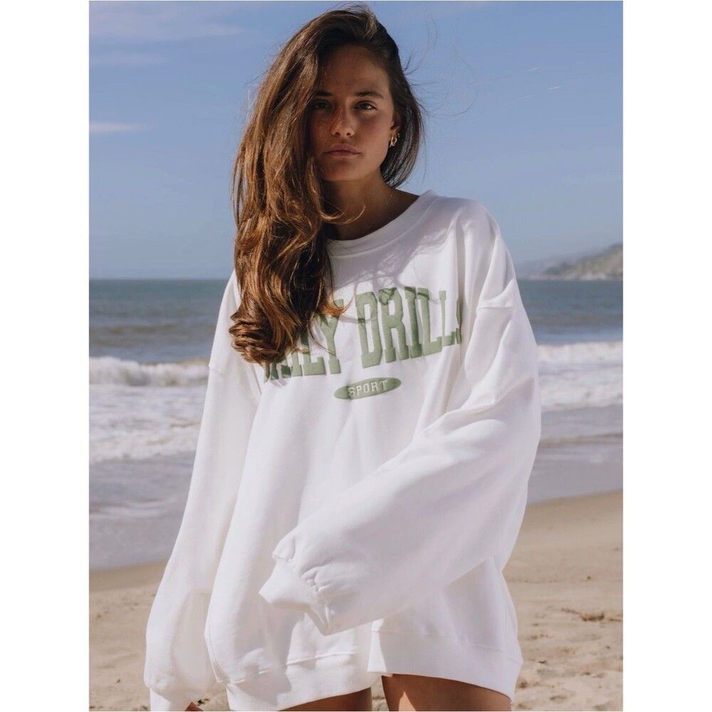Daily Drills Oversized Sport Crew Raw White & DD Green